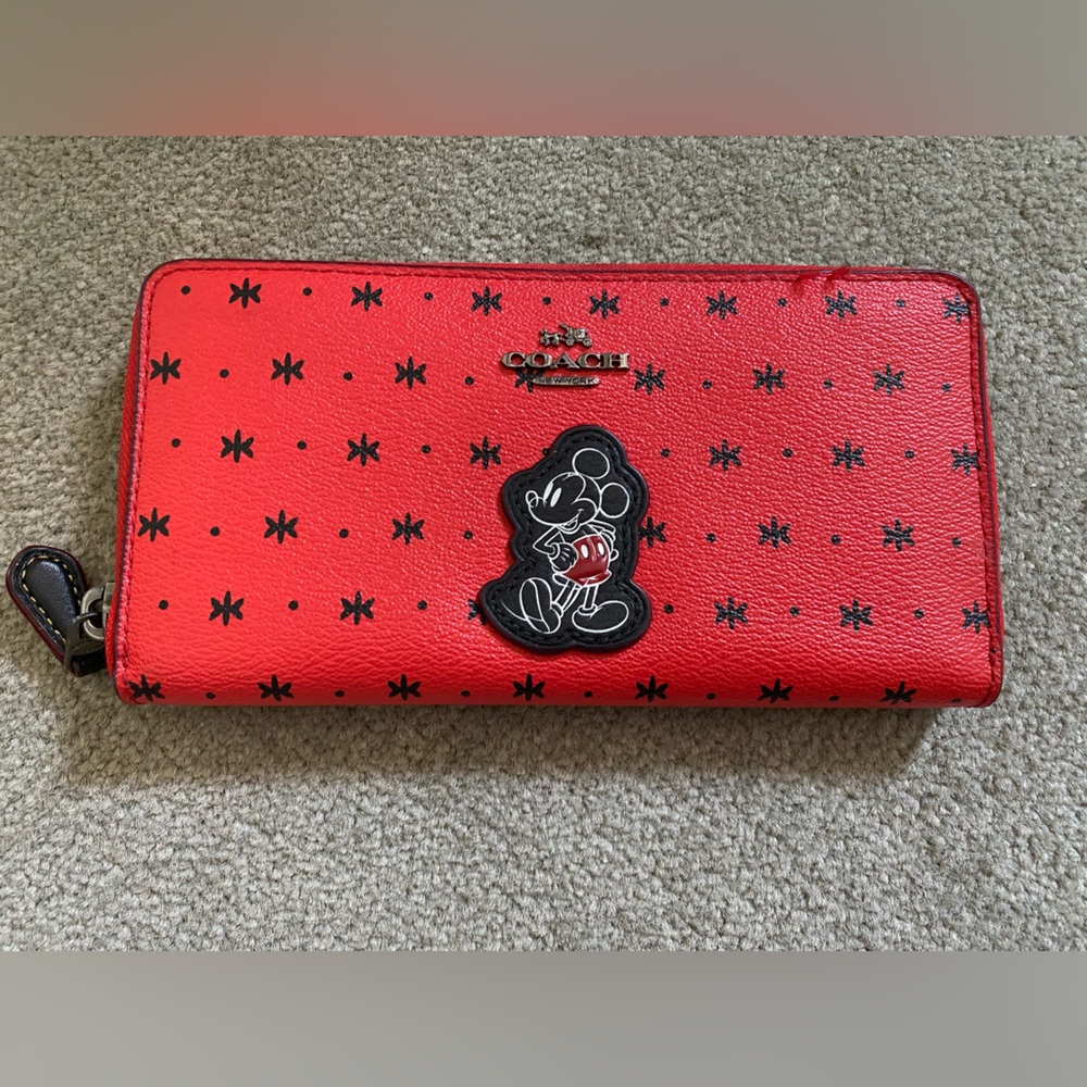 Red Disney Mickey Mouse Coach Wallet ❤️🖤
